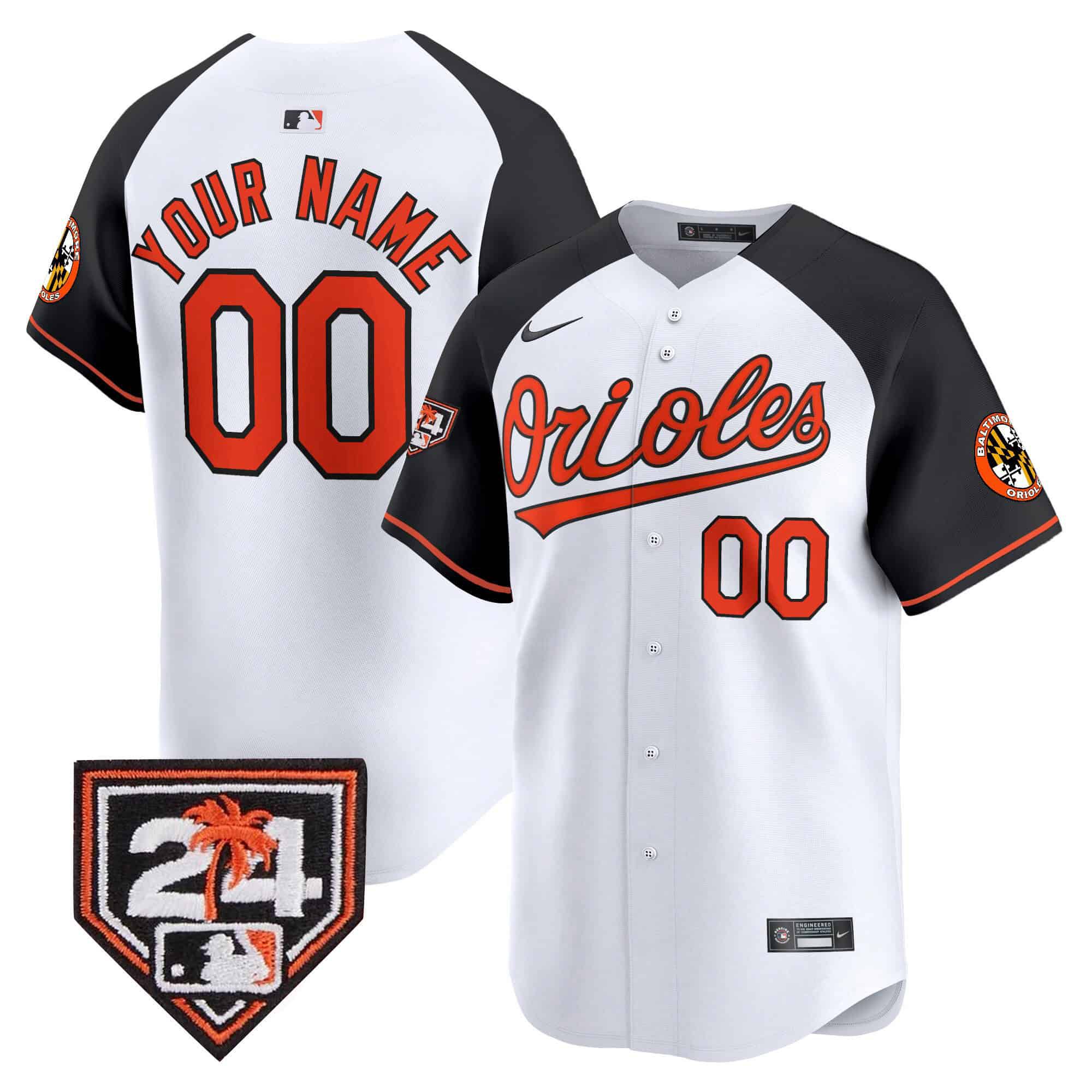 Men Baltimore Orioles White Nike 2024 Spring Training Patch Vapor Premier Limited Custom MLB Jersey style 2